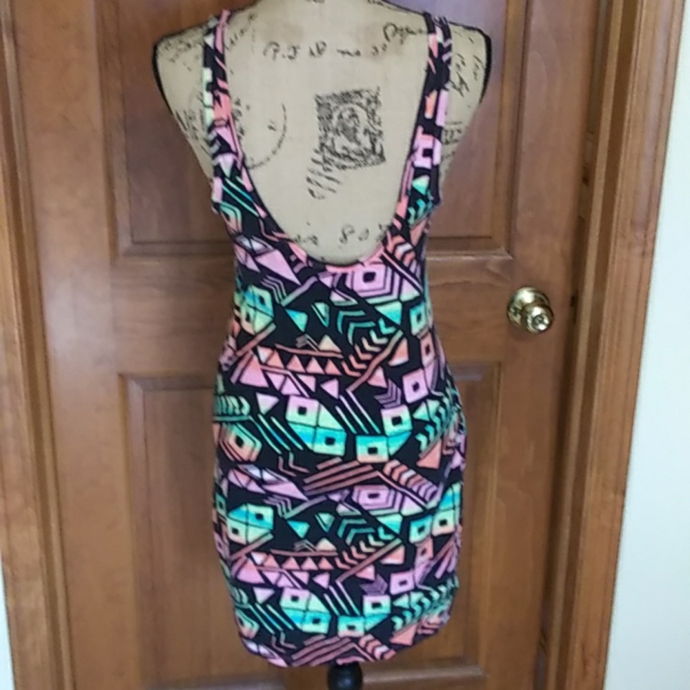 Stretchy cotton spandex geometric print dress from Victorias Secret PINK, GUC - Picture 2 of 6